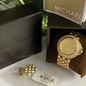 MICHAEL KORS NEWBATTERY MK3185 Beautiful Lucy ❤️❤️Stainless Steel Glitz Crystal